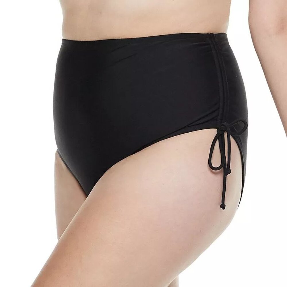 SO Juniors Plus High Waist Ruched Bikini Bottoms Size 3X Black